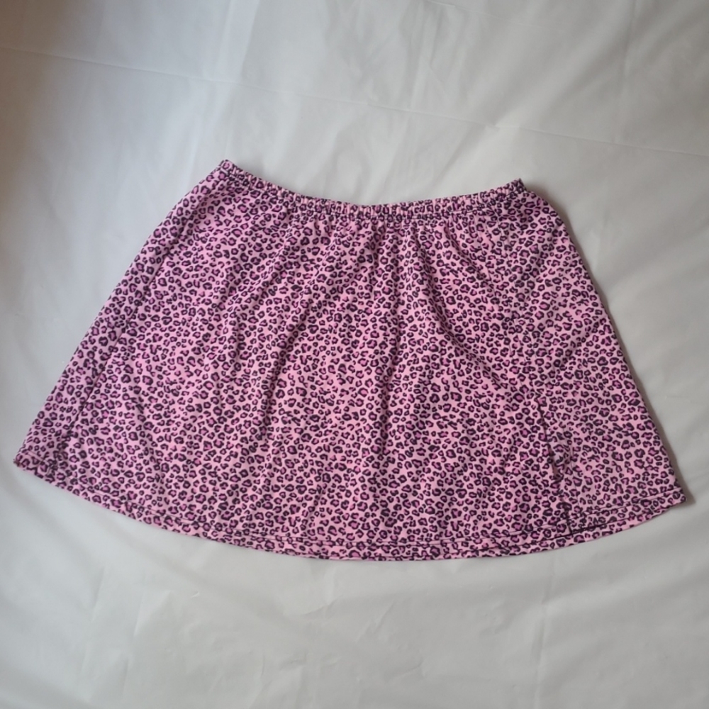VTG Sexy Pink Leopard Print Mini Swim Skirt w/ Slit! (Small-)Med